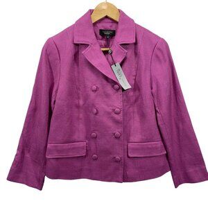 Talbots Double Breasted Blazer Jacket Coat Grace Fit Tweed Purple Womens 4 New